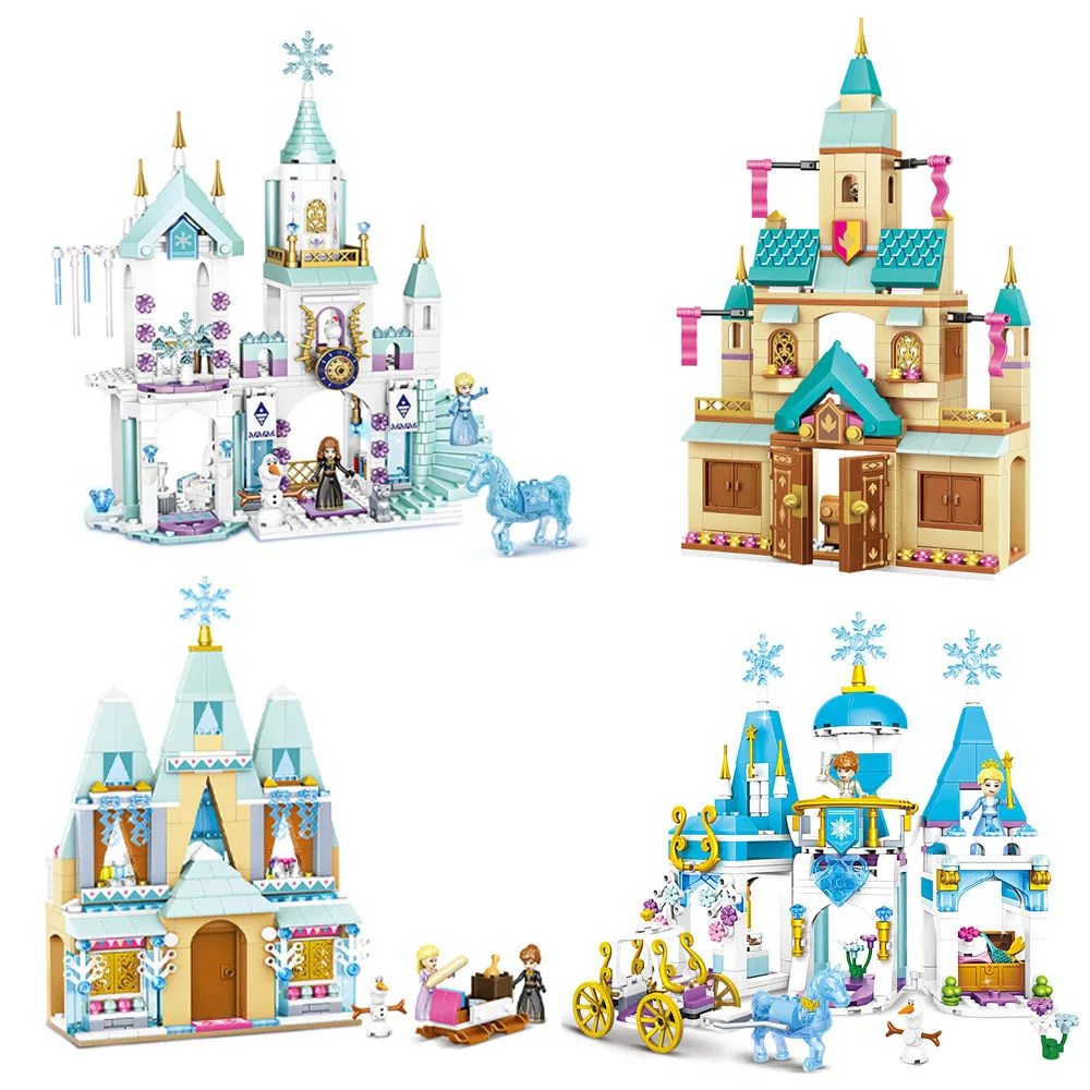 Juego de bloques de construcción de Castillo de hielo de princesa congelada, modelo de ladrillo, Mini figura para niños, regalos para niñas, juguete