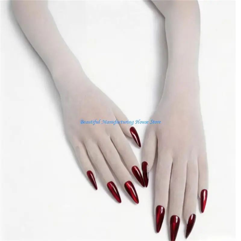 E56A Long Sheer Finger Gloves for Halloween Party Looks and Daily Outfit Use
