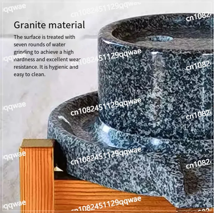 Traditional Small Stone Mill with Black Grinding Disc, Household Machine for Soy Milk, Rice Flour and Tofu Making