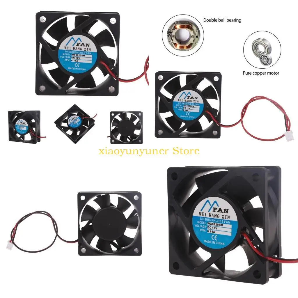 P9JB 60mm×60mm×20mm DC 12V 2-Pin Cooler Brushless Axial PC CPU for Case Cooling Fan 6020