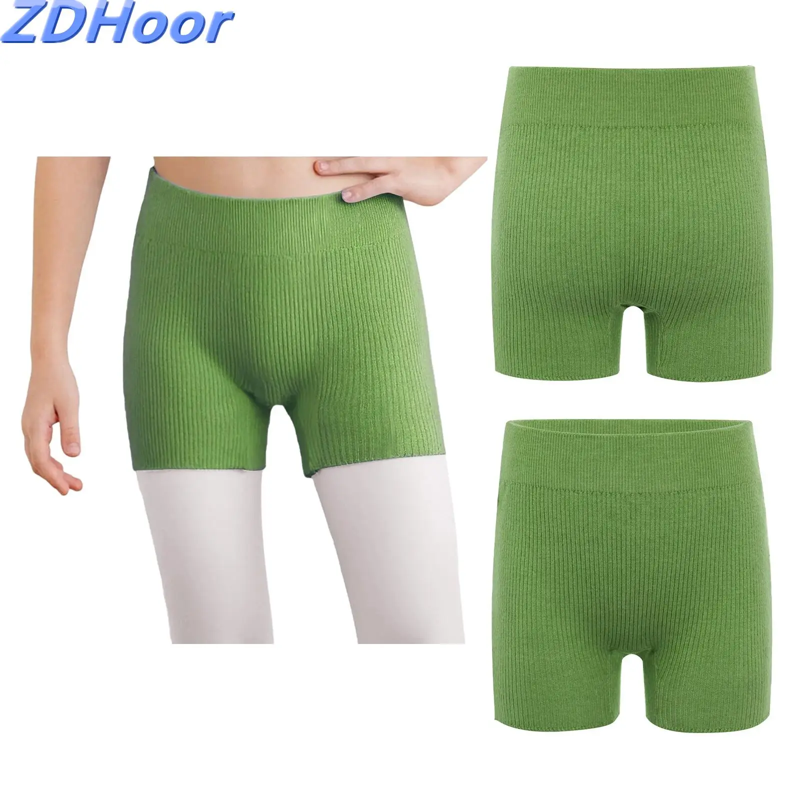 

Kids Girls High Waist Ballet Dance Shorts Stretchy Ribbed Knitted Shorts for Dance Practice Warm-up Yoga Sports