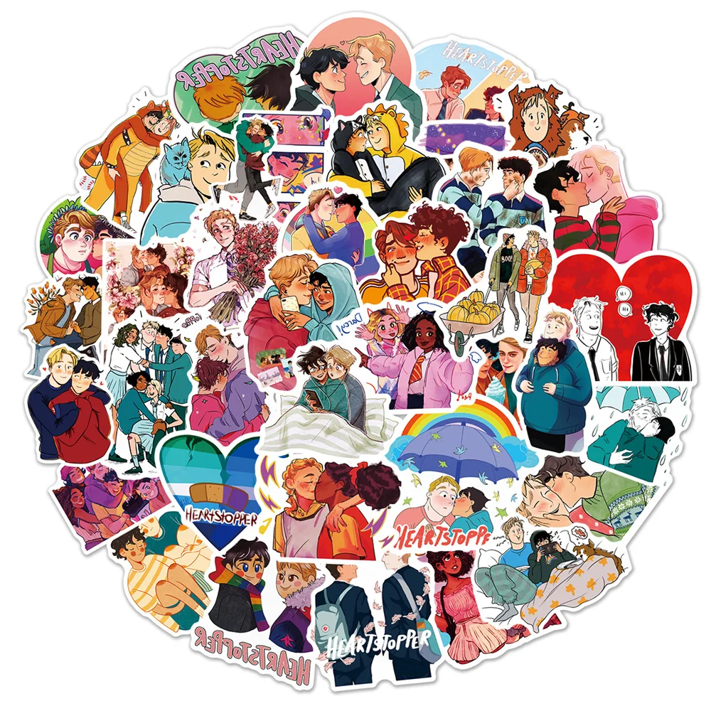 50PCS Dating Gay Heartstopper Graffiti Waterproof Sticker Creative Trend Personalized Decoration Water Cup Guitar