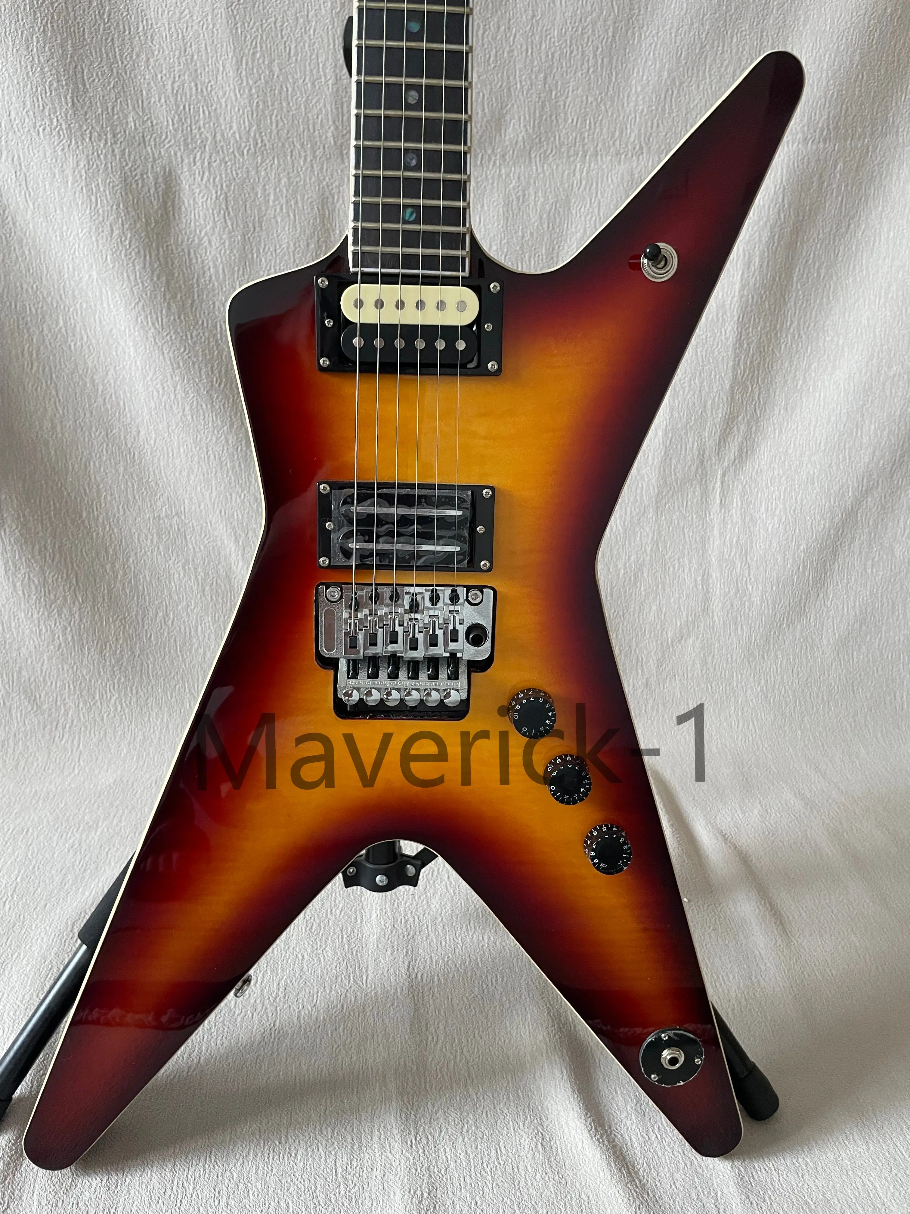 6 cuerdas Dimebag ML Guitarra eléctrica Sunset Flame Maple Veneer Floydrose Vibrato