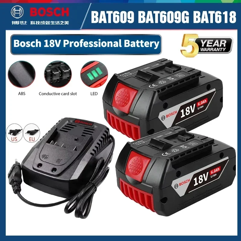 بوش BAT609 BAT610 BAT618 BAT619 18 فولت 6000 مللي أمبير بطارية ليثيوم لاستبدال بوش 18 فولت بطارية الحفر المهنية GBA GSR #3
