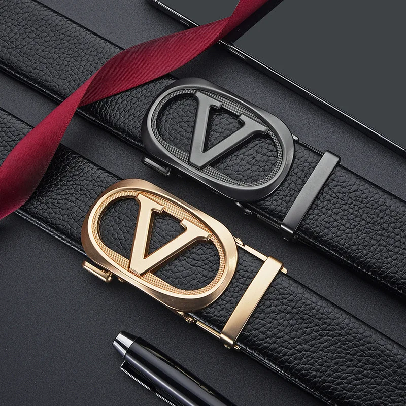 Belt, Men's Fashion, Student Automatic Buckle Leather Belt, Men's Business Casual Versatile Men's Pants Belt