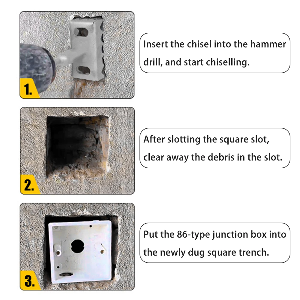 قاطع ثقب مربع محمول للصندوق الكهربائي 86 نوع مربع المقبس الناخس لتركيب المياه والكهرباء الأدوات اليدوية