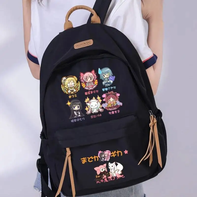 أنيمي لعبة أسود أبيض Puella Magi Madoka Magica طالب المراهقين حقائب مدرسية حقائب الظهر
