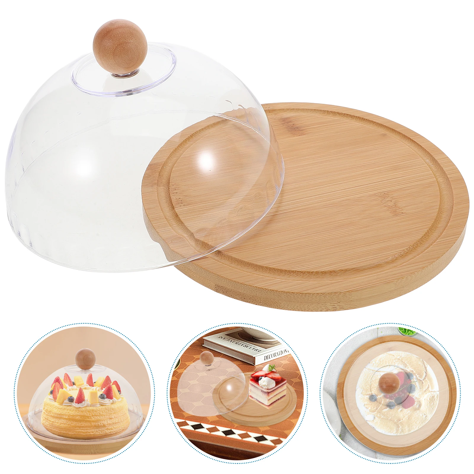 

Glass Dome Dessert Stand With Cheese Serving Platter Butter Keeper Transparent Cover Cake Display Tray For Kitchen