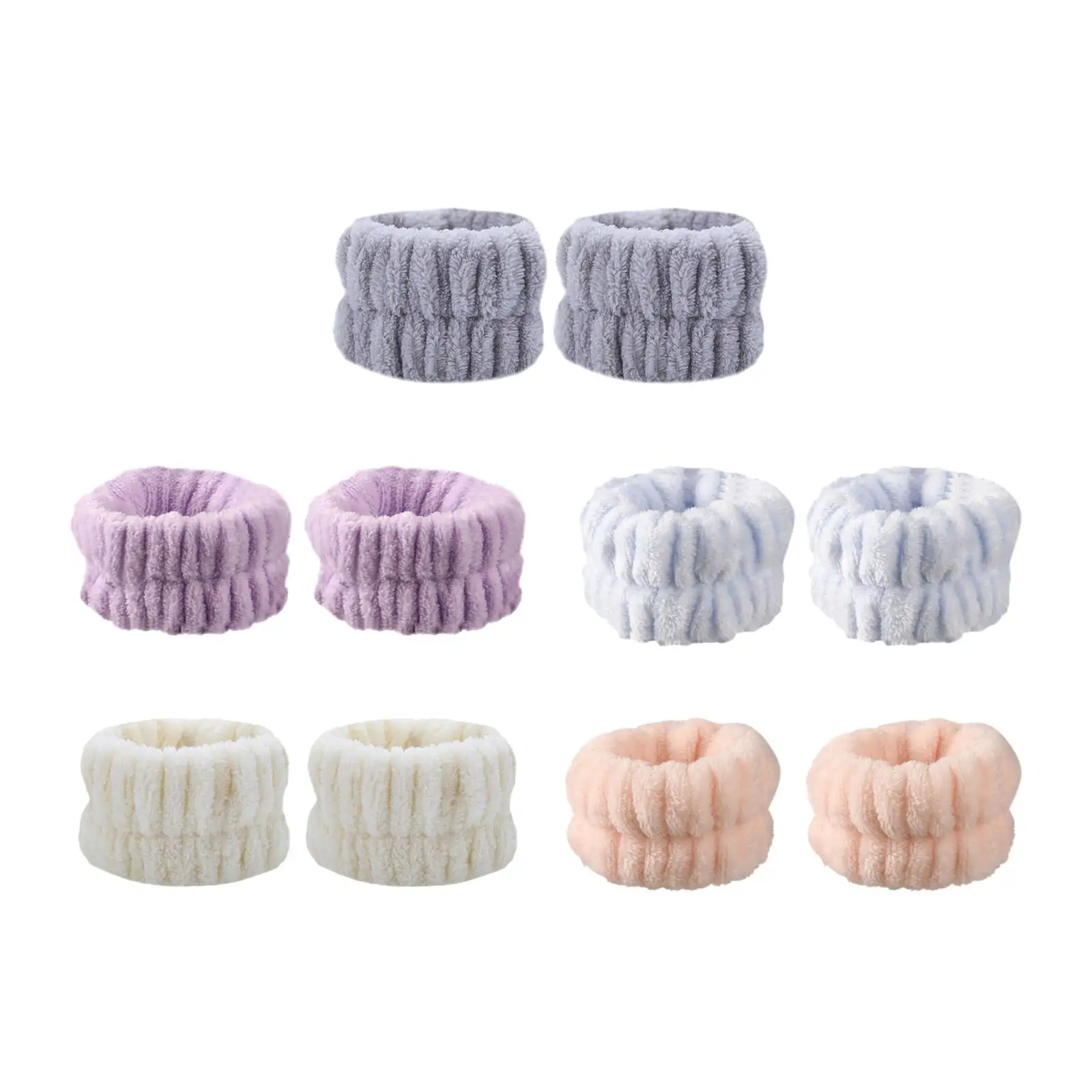 Soft Coral Fleece Wash Wristbands for Female Face Cleaning Arm Dry Towels Elastic Hair Bands for Makeup