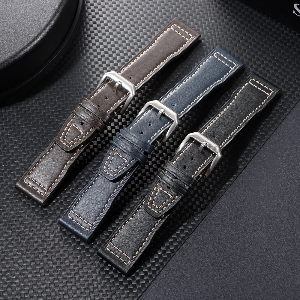 20 مللي متر 21 مللي متر حزام ساعة جلد طبيعي ل IWC الطيار Portugieser Portofino حزام الساعات جلد البقر سوار الرجال النساء ساعة اكسسوارات