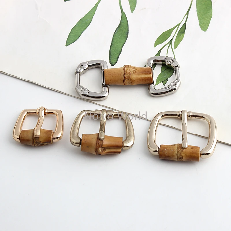 20/29/32MM Natural Bamboo Root Pin Buckle Metal Hanger For Bags Shoudler Belt Wood Buckles Connector Anchor Hooks Accessories