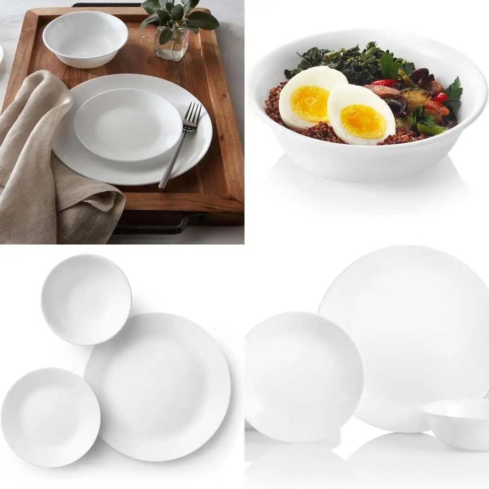 

Набор столовой посуды Winter Frost из 18 предметов на 6 человек, трехслойное стекло, устойчивое к сколам, легкие круглые тарелки и миски