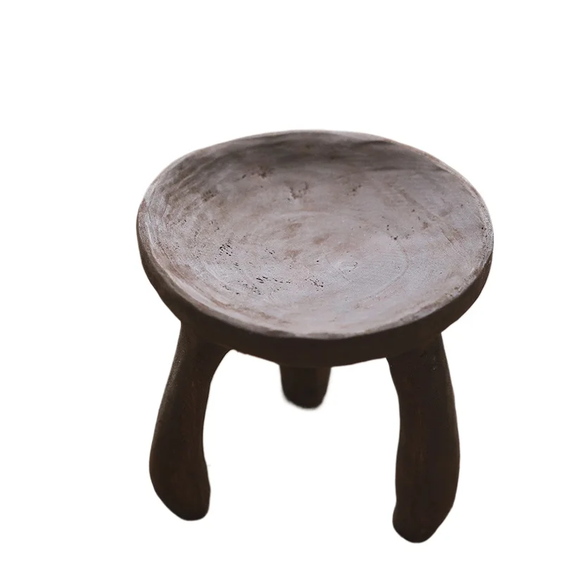 

Solid Wood Tripod Tray Table, Rustic Paulownia Fruit Plate, Wabi-Sabi Accent Furniture, Vintage Style Mini Side Table