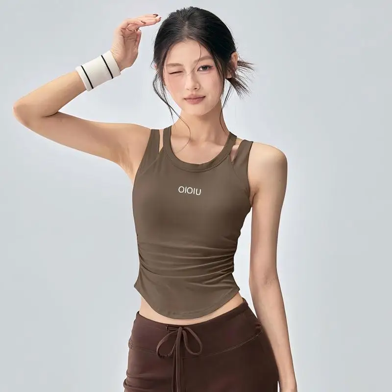 OLOIU Women's Yoga Set - One-piece Outer Yoga Tank Top for Shockproof Running and Fitness Training - Pilates Workout Top