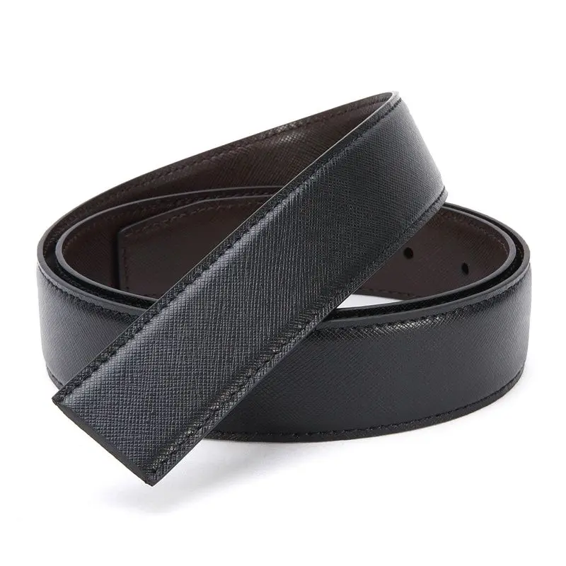 3.5CMHigh-end cowhide leather plate buckle perforated headless belt 3.85cm