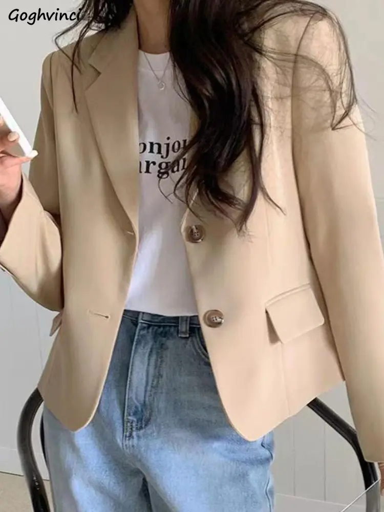 Blazers Women Casual Solid Simple All-match Temperament Loose Spring Korean Style Fashion Popular Gentle Ladies Elegant Sweet