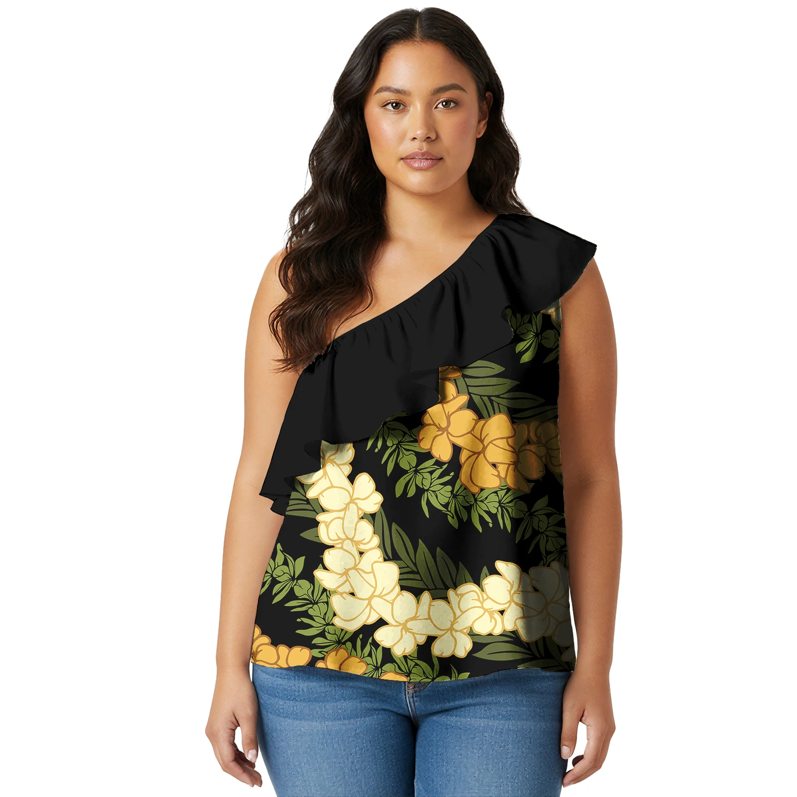 Hawaiian Custom Images Ladies Clothes Aloha Mokihana Lei Craft Style Women Tops Polynesian Off Shoulder Tops for Women