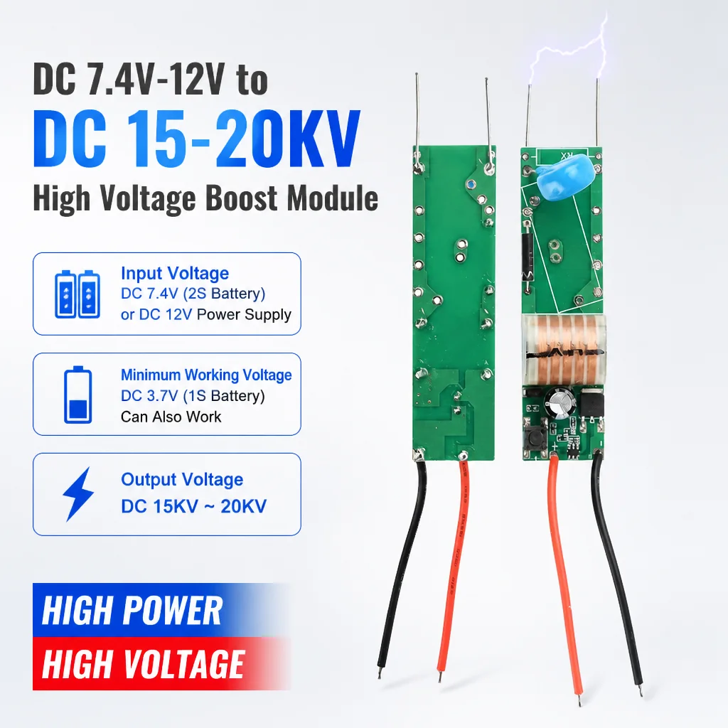 DC 3.7V‑12V Input 15‑20KV High Voltage Step Up Power Module Continuous Working For Scientific Experiment Diy Project