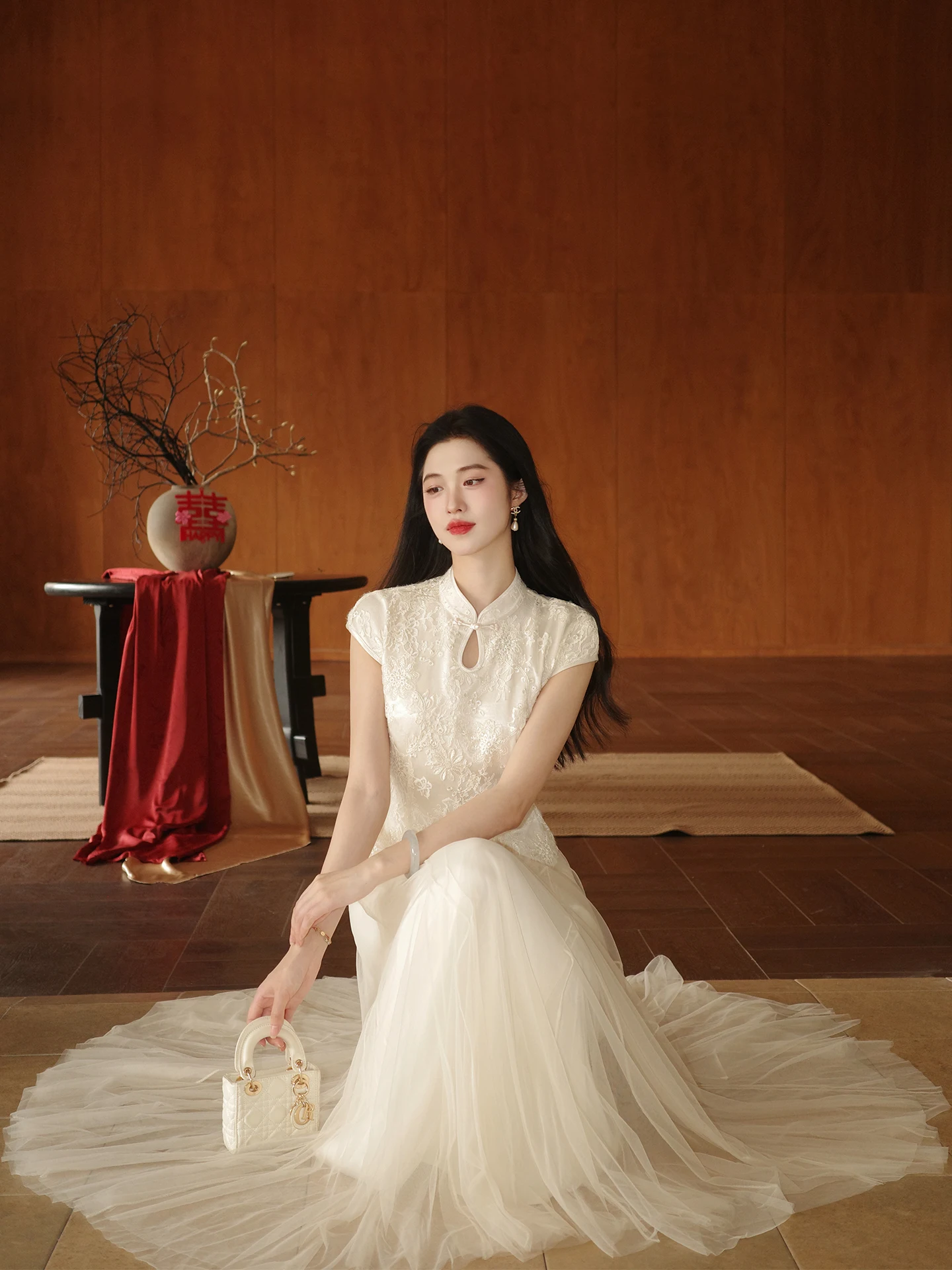Lingshan Zhihe Wind Whispering Net Skirt Half-length Summer Vacation High-waist A-line Long Skirt White Mesh Fabric