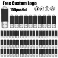 Paquete de 100 unidad Flash USB con logotipo gratis, 128GB, 64GB, 32GB, 16GB, 8GB, 4GB, unidad de memoria resistente al agua, disco 2,0, Pendrive colorido