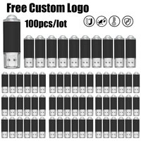 100 Pack USB Flash Drive Free Logo 128GB 64GB 32GB 16GB 8GB 4GB Waterproof Pen Drive Memory Stick 2.0 Disk Colorful Pendrive