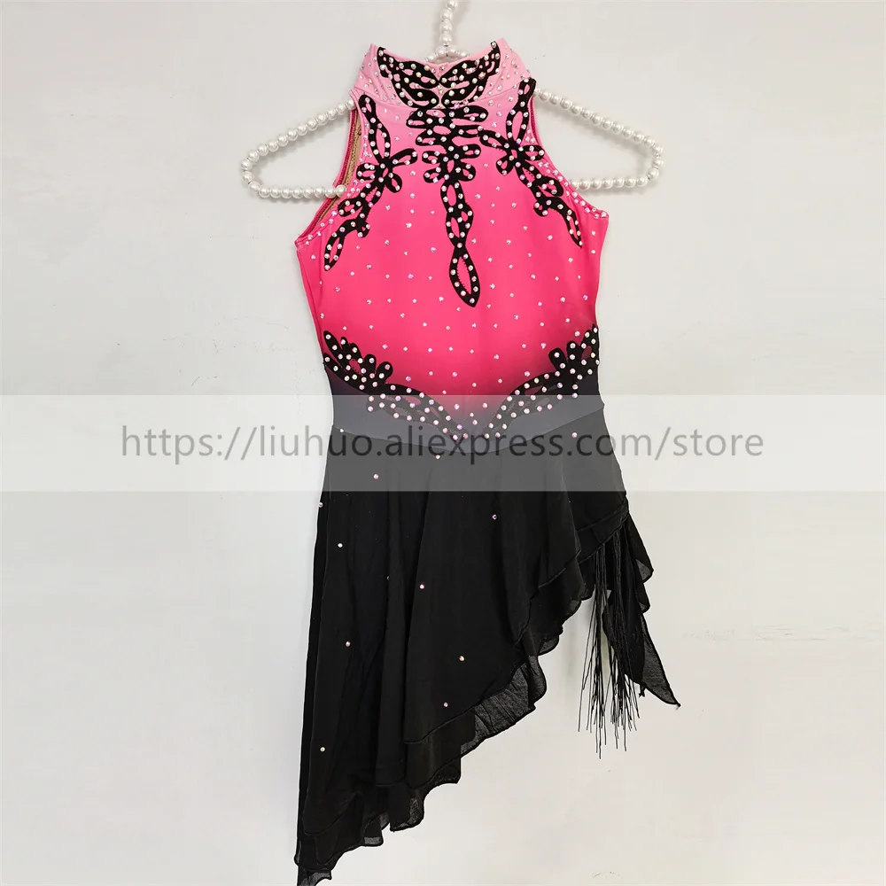 LIUHUO Women Aldult Girl Customize Costume Performance Competition Leotard Ice Figure Skating Dress Roller Pink Modern Dance Kid