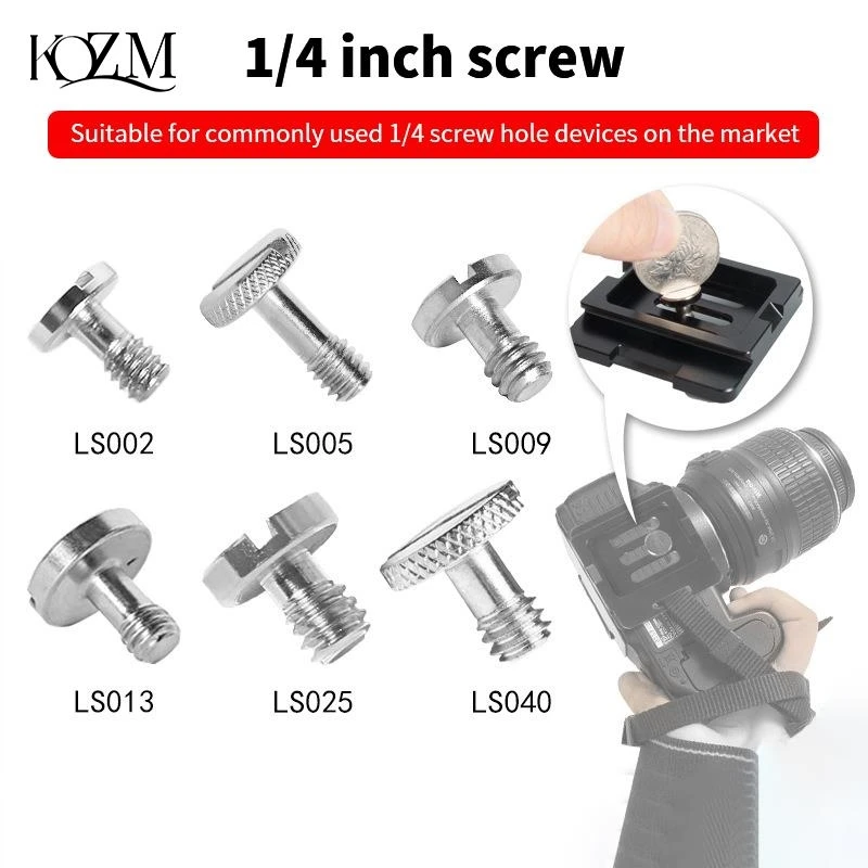 Alta Qualidade Camera Screw Set, Quick Release Plate, DSLR Acessórios, Tripé Mount Adapter, 1,4"