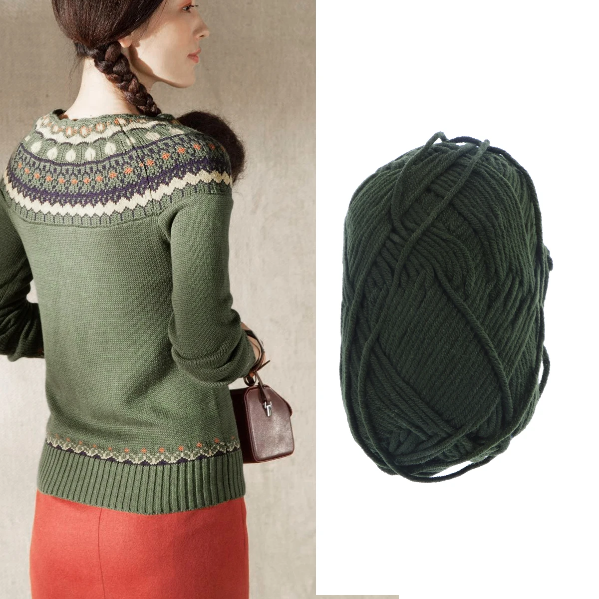 الحليب غزل القطن 50 جرام لينة مكتنزة الغزل للحياكة قبعات كروشيه البلوزات والأوشحة الدافئة مريحة DIY بها بنفسك اكسسوارات الجيش الأخضر #2