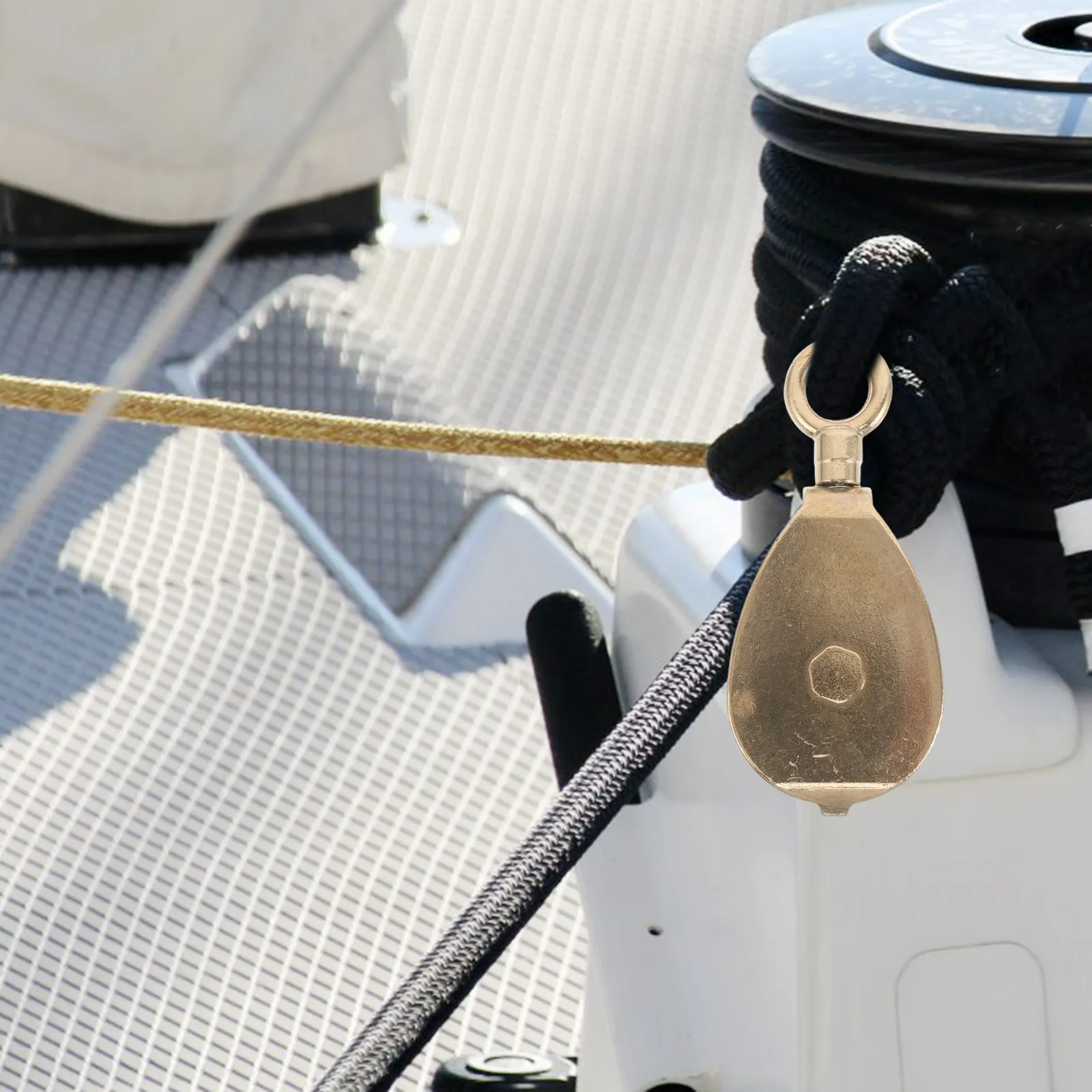 

Marine Flag Pole Pulley Heavy Duty Brass Block Single 50Mm Precision Sailboat Yacht Boat Rope Pulley System Marine Grade