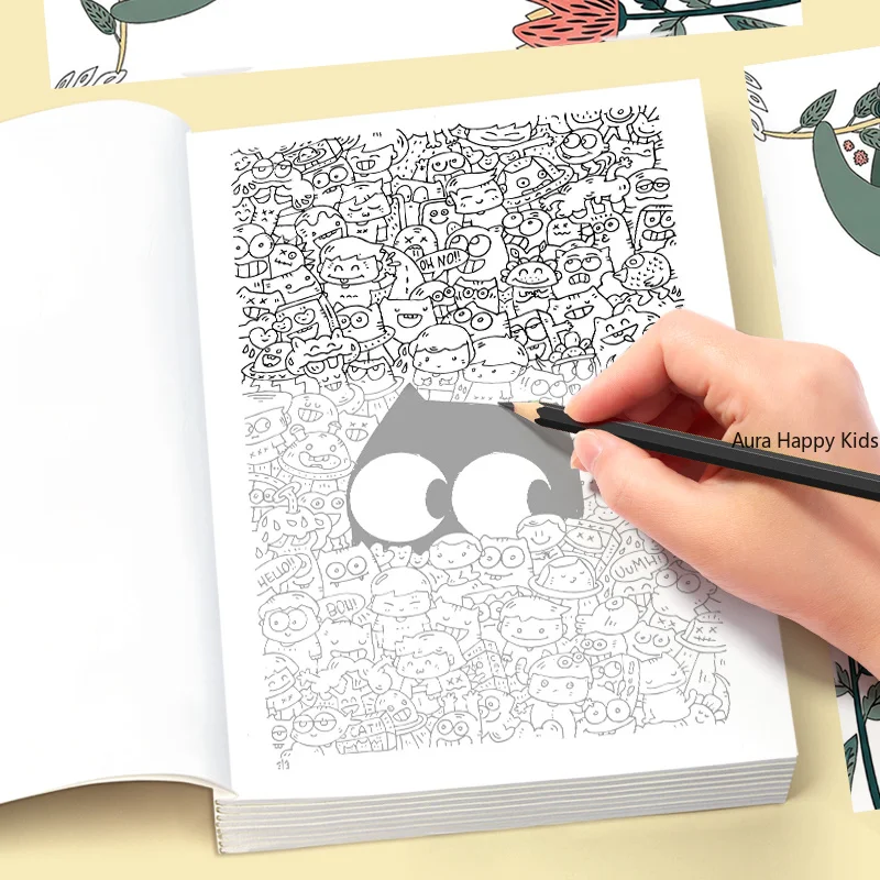 Adult Decompression Line Drawing Graffiti Book, Dense Pattern Copying Line Coloring Book, Quirky Monster/animal Theme, 22 Pages