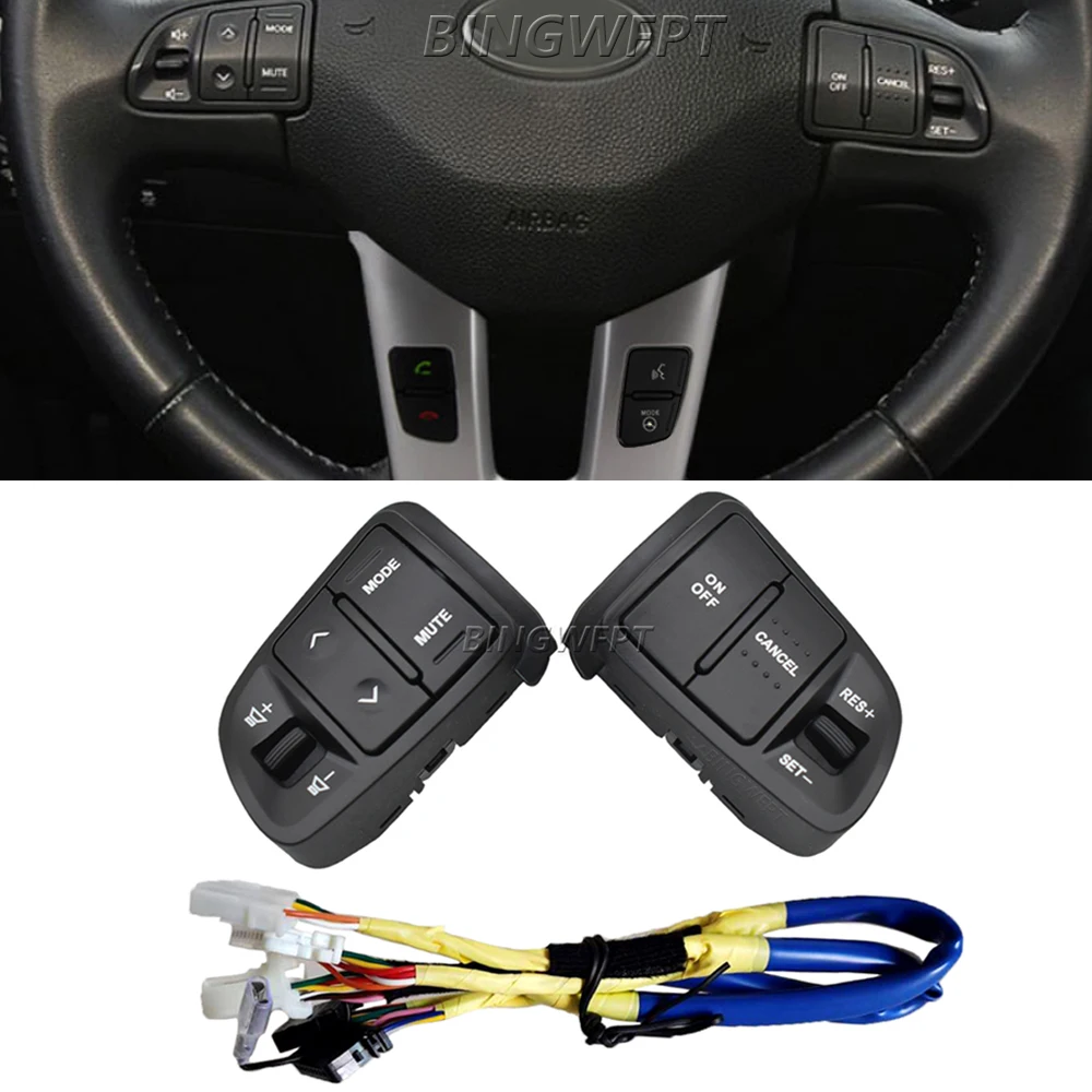 

For KIA Sportage 2011-2016(except 2015) Multifunction Steering Wheel Audio Cruise Control Buttons With Backlight Bluetooth Wire