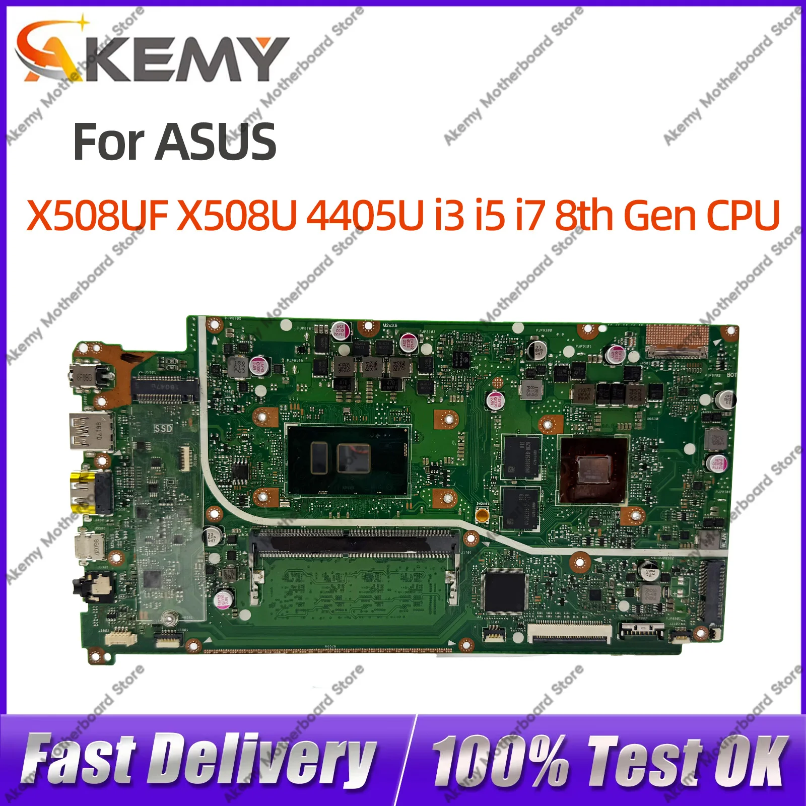 

For ASUS VivoBook X508UF Notebook Motherboard X508U 4405U i3 i5 i7 8th Gen CPU 4G RAM 100% Tested
