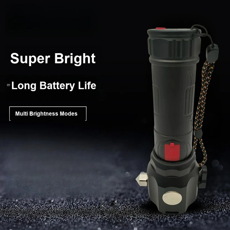 High Brightness Flashlight Portable Long Battery Life Waterproof Zoomable Multi-function Flashlight for Outdoor Use