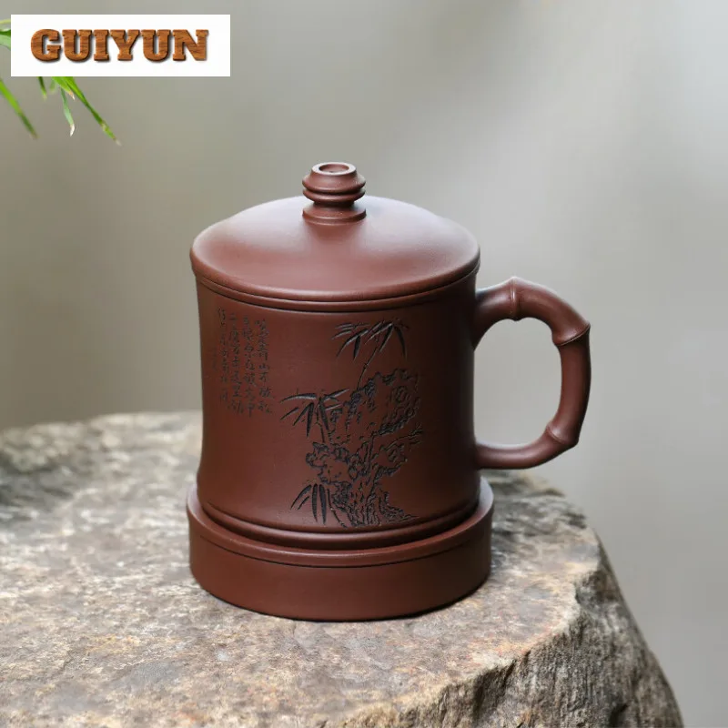 

460 мл Исин Фиолетовая глина Фиолетовая грязь с крышкой Фильтр Чашка-сепаратор для чая Антикварная кружка для чая с заварочным устройством Чашка для замачивания чая Офисная чашка для воды