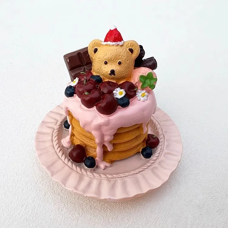 Bear Pancake Strawberry Egg Tart Handmade Painted 3D Fridge Magnets Tourism Souvenirs Refrigerator Magnetic Stickers
