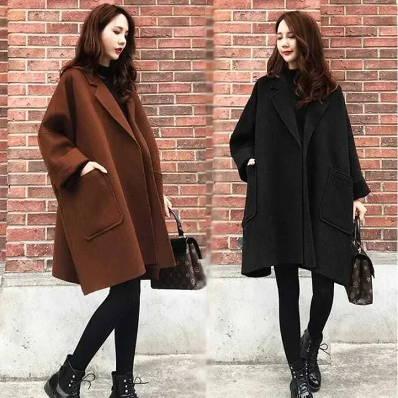 Casual Mixtures Jacket Woman Plain Novelty High Quality Trench Wool Blend Coat for Women Hot Fashion 2024 New In Luxury Medium