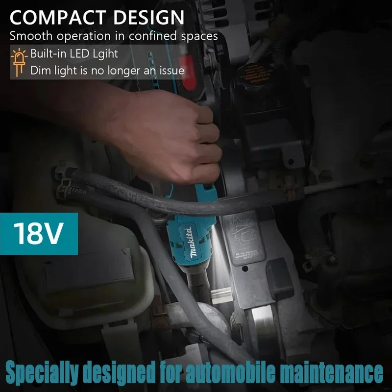 

18V 3/8 Makita 3/8 Inch Brushless Ratchet Right Angle Wrench Cordless Driver Variable Speed Power Wrench LED Power Tools