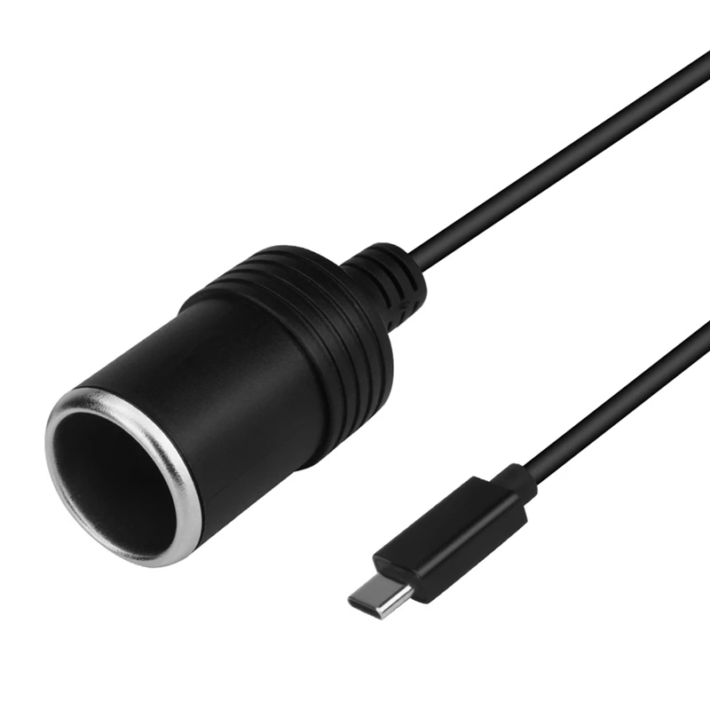 USB C PD 45W 15V/3A Type C Male to Cigarettes Lighter Socket Female Converter Adapter Cable-A46I