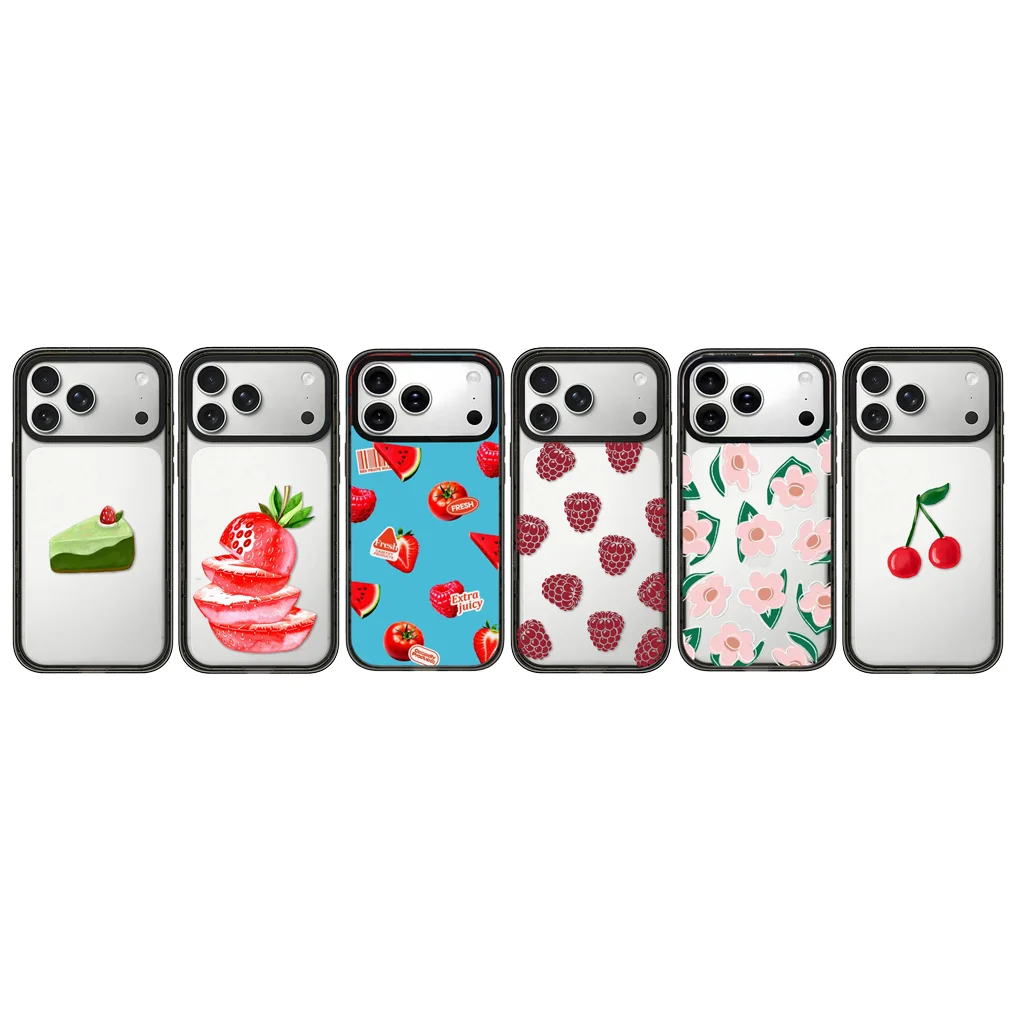 

Berry Acrylic Black Border Magnetic Case: Compatible with IPhone 17 16 15 14 13 12 Pro Max 17 Air