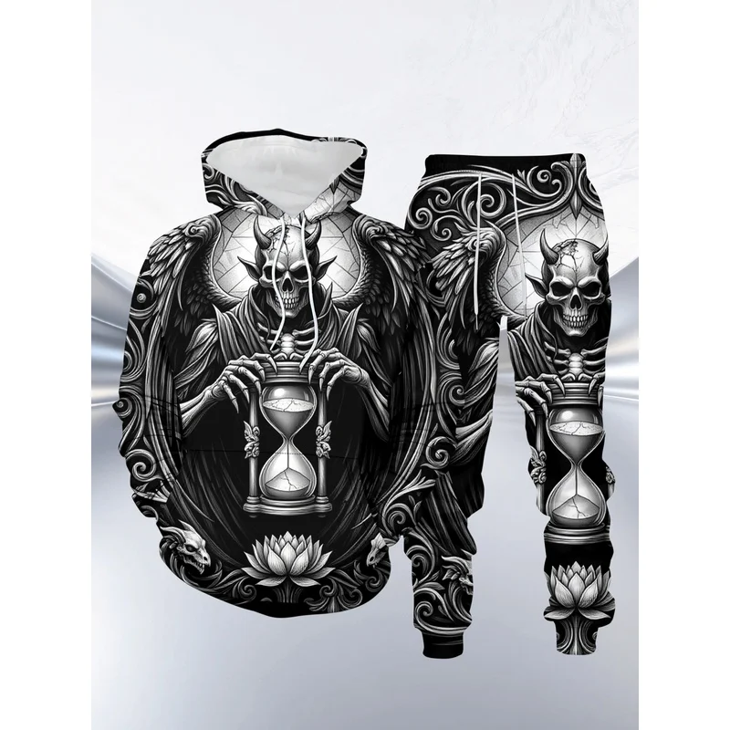 Men'S Halloween Outdoor Pattern Hoodie And Sports Pants 2-Piece Spring And Autumn Set Men'S Casual Wear