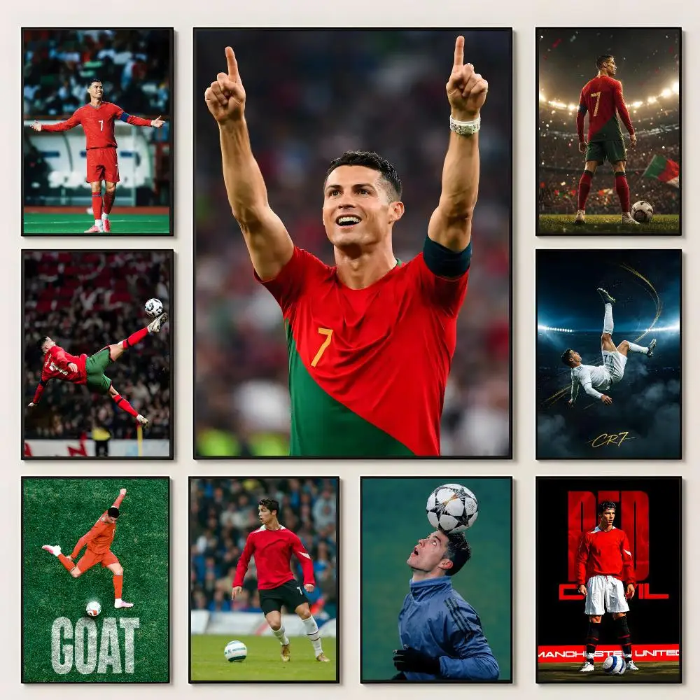 Athlete Cristiano Ronaldo Poster Self‑Adhesive Waterproof PP Poster Coffee House Bar Wall Art Sticker Room Home Decor