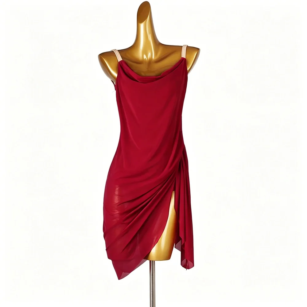 2026 New Light Luxury Mesh Latin Dance Strap Performance Dress Ladies' rumba and cha cha camisole dance costumes