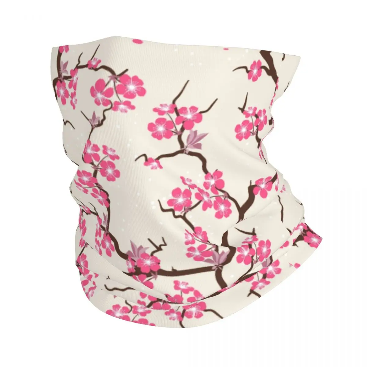 Japanese Sakura Flowers Bandana Neck Gaiter UV Protection Face Scarf Cover Cherry Blossom Floral Pattern Headwear Tube Balaclava