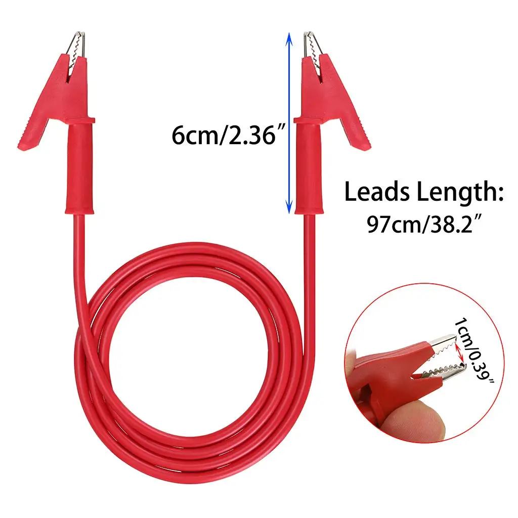 5PCS Alligator Clips Test Leads Dual Ended Crocodile Wire Cable with Insulators Clips Test Flexible Copper Cable for Electrical
