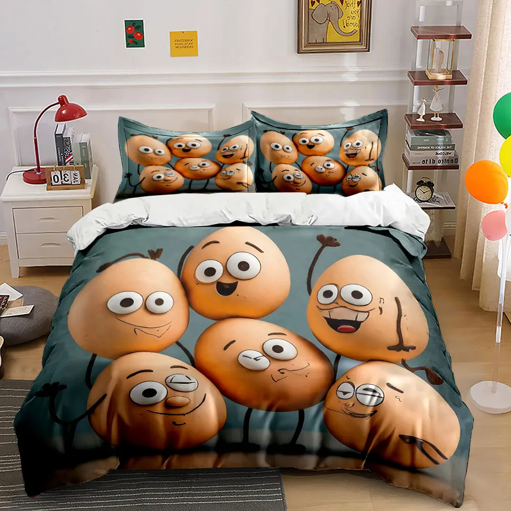 Funny eggs with cartoon faces Printed Duvet Cover Set1 Duvet Cover+2 PillowcaseMulti Size Bedroom Bedding Decoration