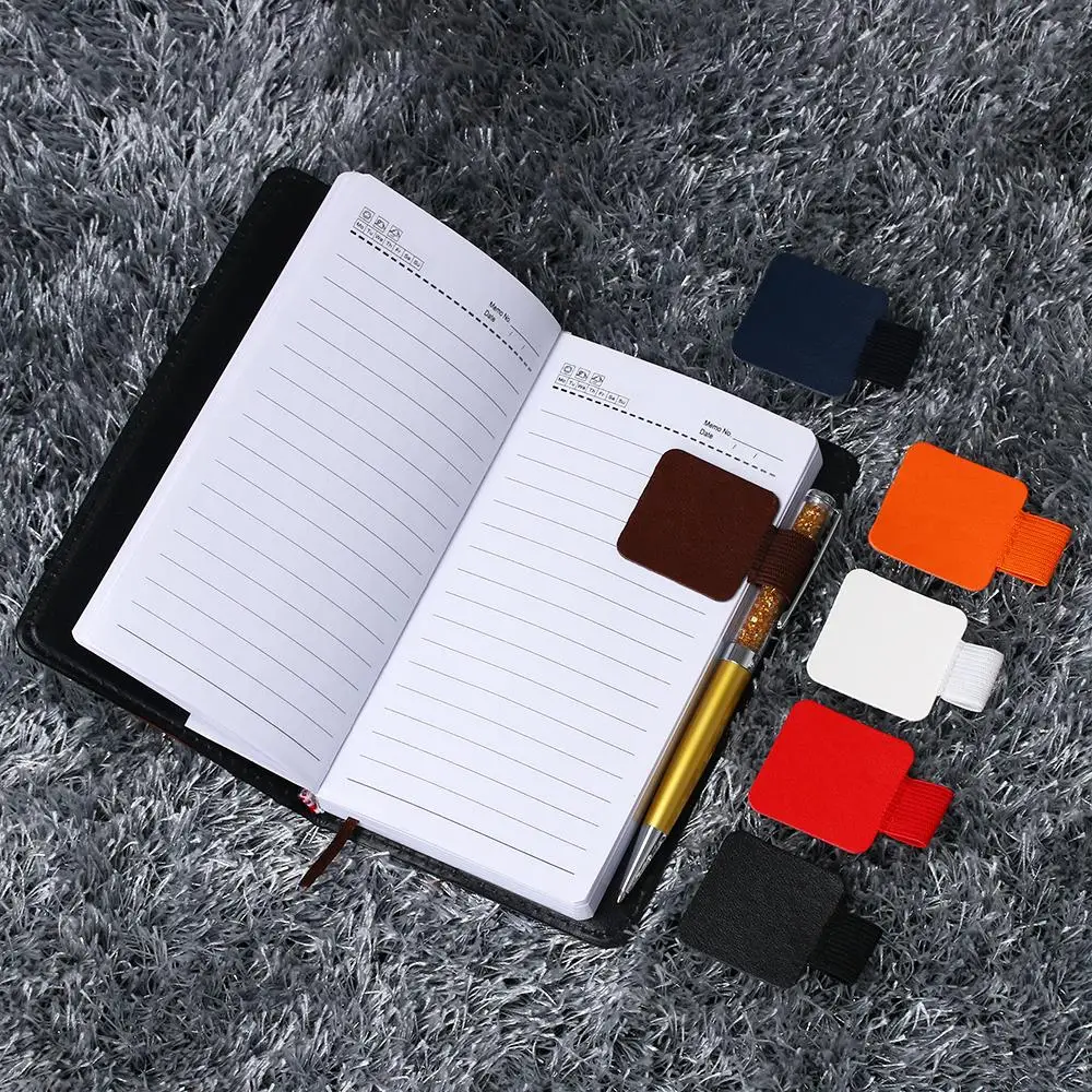 4PCS Office Supplies Convenient Stationery Elastic Loop Notebook Self-adhesive Pen Holder Leather Pen Clips