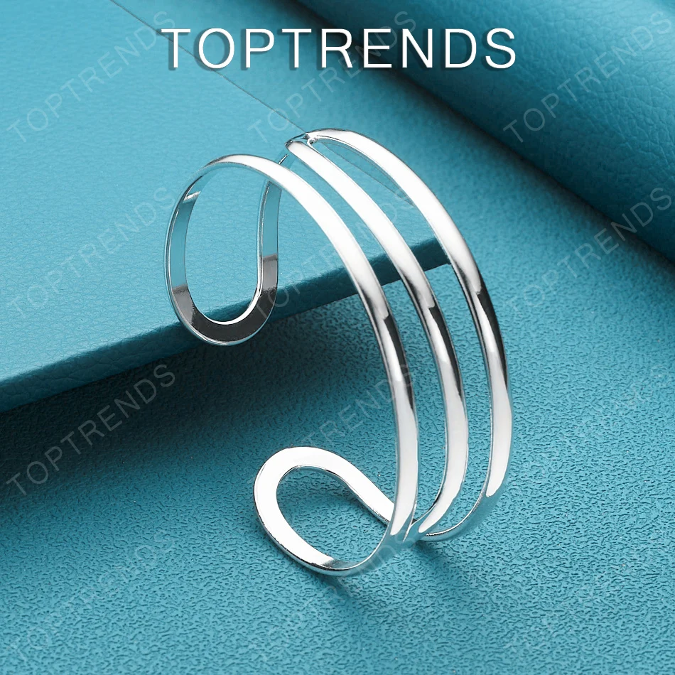 Simple Popular 925 Sterling Silver Three Line Bangle Women Fashion Charm Jewelry Accessories Men Birthday Christmas Party Gift