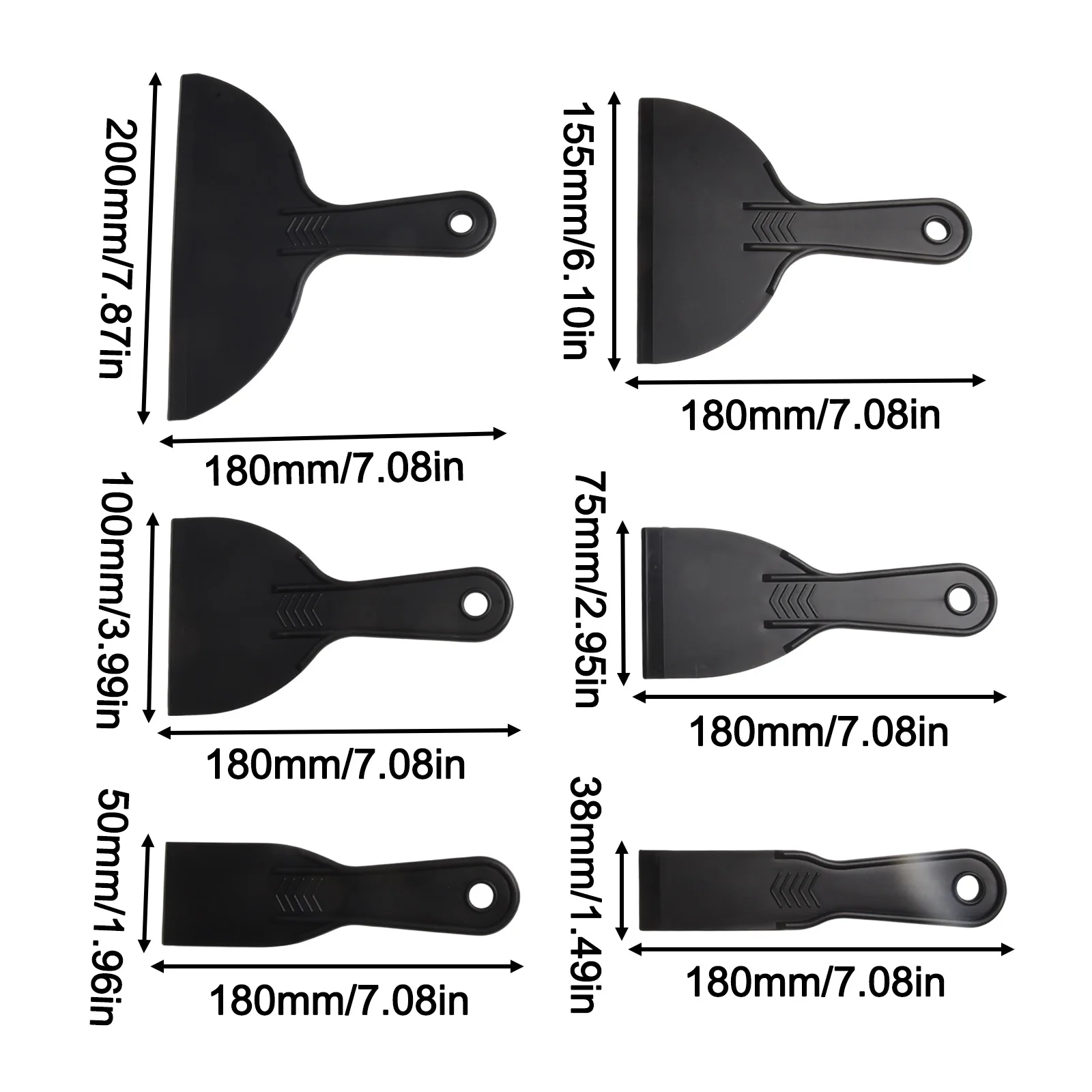 1/6PCS 1.5-8In Paint Scraper Tool Plastic Scraper Tool Joint-Knife For Repairing Drywall Removing Wallpaper Mud Plaster Scraping