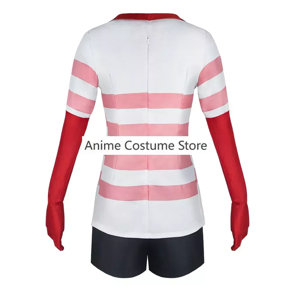 زي تنكري نسائي لغبار الملاك ، أنيمي خيالي ، تنكر فندق كرتوني ، ربطة عنق ، فستان وردي ، زي لعب الأدوار لعيد هالوين ، قفازات ، نساء