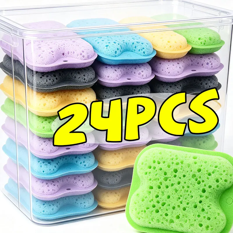1-24Pcs Soft Sponge Absorbent Clean Rub Rust Scouring Pad Household Kitchen Dish Washing Cleaning Brush Sponge Accessories